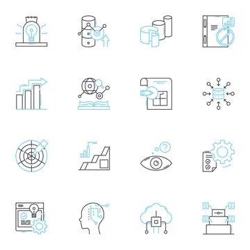 Data Analysis linear icons set. Insights, Metrics, Analytics, Statistics 库存插图