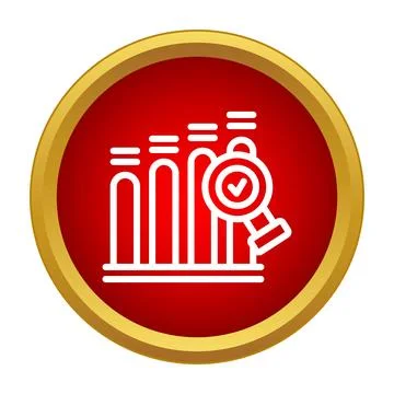 Data analysis with magnifying glass checking bar chart Иллюстрация