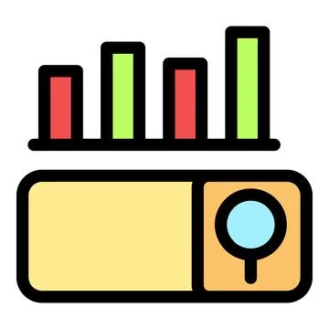 Data analysis magnifying glass focusing on progress shown by growing bar char 库存插图