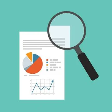 Data analysis with Magnifying glass Stock Illustration
