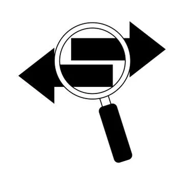 Data analysis, magnifying glass searching information flow line icon Stockillustratie