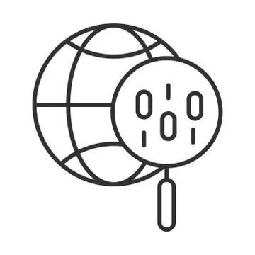 Data analysis, magnifying glass world social management line icon イラスト素材