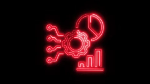 Data Analysis Management Outline Icon in HD Video Neon Animation 库存影片 304553901
