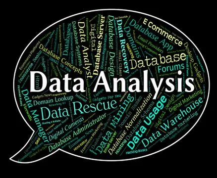 Data Analysis Means Analytic Text And Word Illustrazione stock