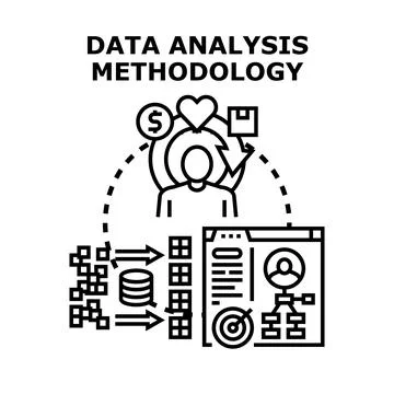 Data analysis methodology process implementing strategic insights 스톡 일러스트