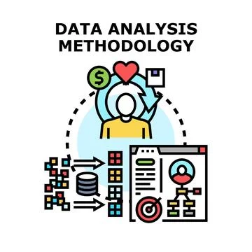 Data analysis methodology process implementing strategic insights Stock Illustration