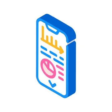 Data analysis mobile app isometric icon vector illustration Illustrazione stock