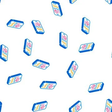 Data analysis mobile app isometric icon seamless pattern Stock Illustration