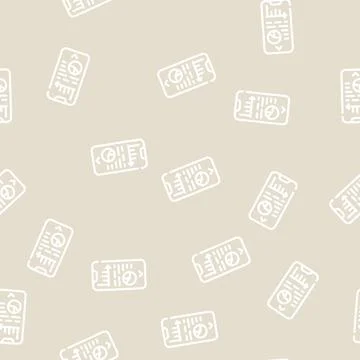 Data analysis mobile app line vector seamless pattern Stock Illustration