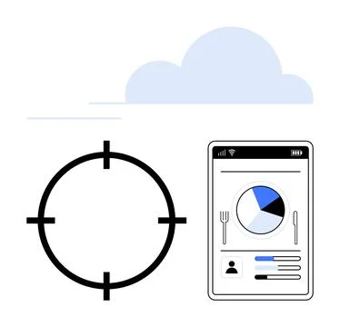 Data Analysis on Mobile Device with Target Focus and Cloud Connectivity Stock Illustration
