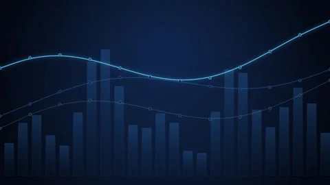 Data analysis motion graphic showing stock market trends with fluctuating b.. Stock-Footage 345838071