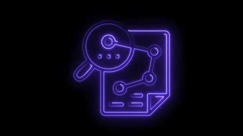 Data analysis neon icon animation examining information and network connections Stock Footage 322977564
