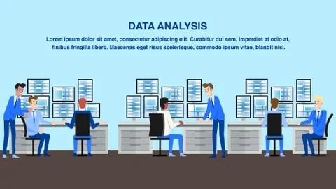 Data Analysis Office. Technology Center Workspace Stock Illustration