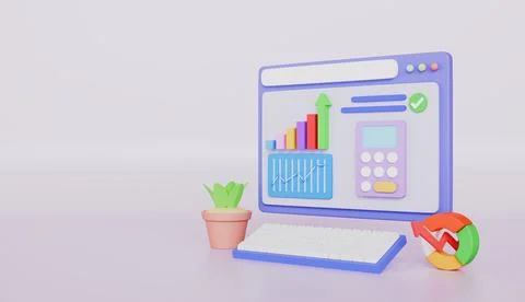 Data analysis, Online marketing and business strategy, Financial report chart Illustrazione stock