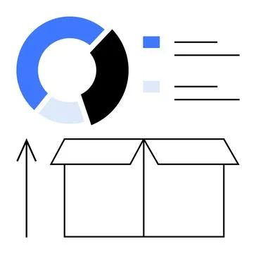 Data Analysis with Open Box Diagram for Logistics and Shipping Strategy Stock Illustration