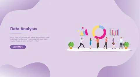 Data analysis or analyze team for website template or landing homepage banner Stock Illustration