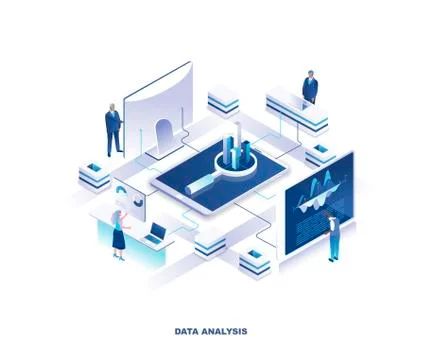 Data analysis or financial analytics isometric Illustrazione stock