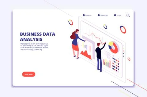 Data analysis. People work on business finance charts. Statistical surveillance Stock Illustration