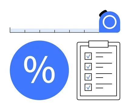 Data analysis, performance metrics, quality control, planning, goal setting,  Stock Illustration