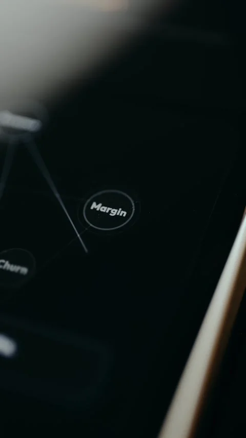 Data Analysis. Person taps a Node called Margin, connection lights up 스톡 동영상 331594013