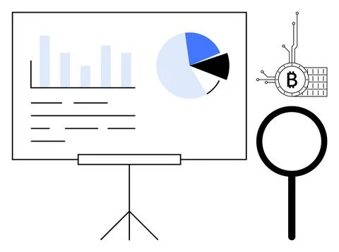 Data Analysis Presentation Featuring Cryptocurrency and Blockchain Elements イラスト素材