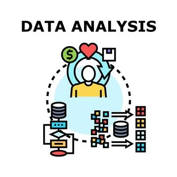 Data analysis process for business decisions and customer insights Stock Illustration