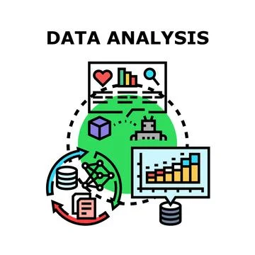 Data analysis process visualizing information technology concept Stock Illustration