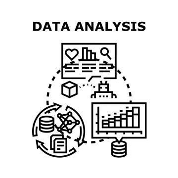 Data analysis process visualizing information technology concept Stock Illustration