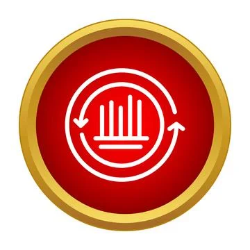 Data analysis processing cycle icon on red button 库存插图