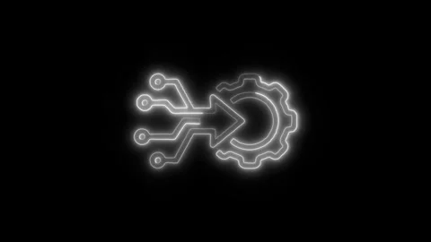 Data Analysis Processing Outline Icon in HD Video Neon Animation Stock Footage 304553989