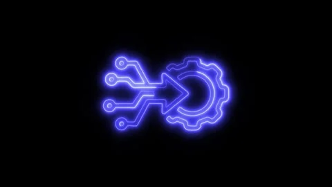 Data Analysis Processing Outline Icon in HD Video Neon Animation Vídeo Stock 304553991