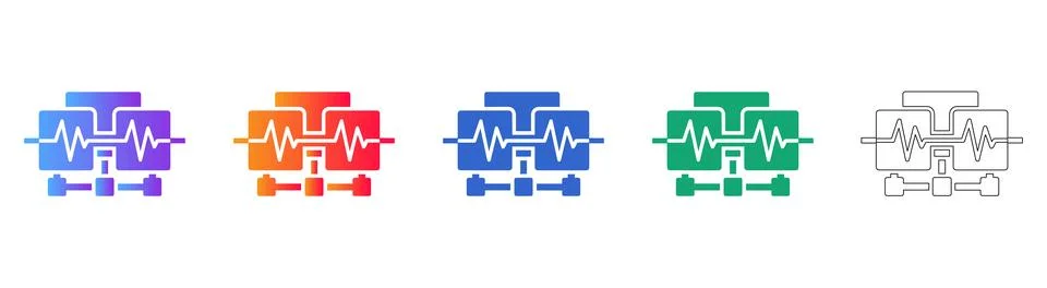 Data Analysis Pulse Graph Icons Set Stock Illustration