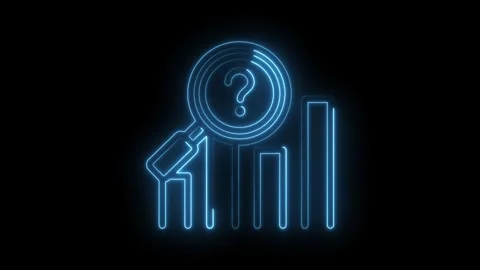 Data analysis question with glowing outline on chart background for busines.. 스톡 동영상 346004101
