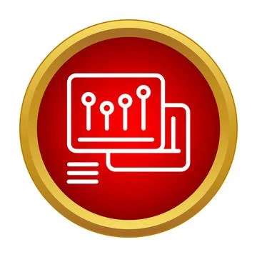 Data analysis report dashboard on a red circle Stock Illustration