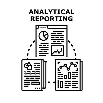 Data analysis report documents researching business insights Stock Illustration