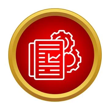 Data analysis report gears settings red icon 库存插图