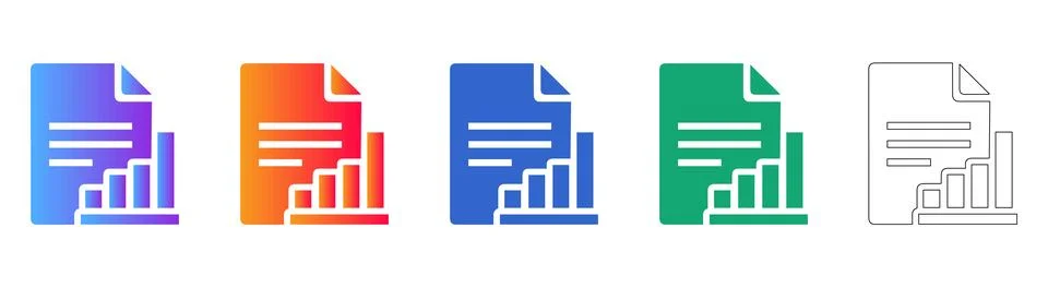 Data Analysis Report Icons with Bar Chart Graphics Stock Illustration