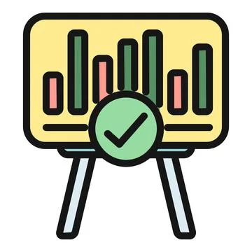 Data analysis report showing statistical success checkmark concept Stock Illustration
