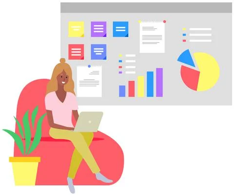 Data analysis research statistics concept. Work with dynamics, strategy 스톡 일러스트