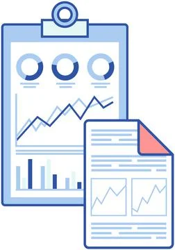 Data analysis research statistics concept. Strategy, business development Stock Illustration
