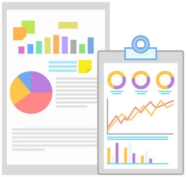 Data analysis research statistics concept. Strategy, business development Stock Illustration