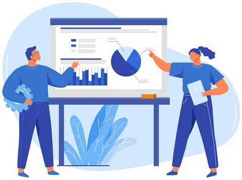 Data analysis research statistics concept. Strategy, business development Illustrazione stock