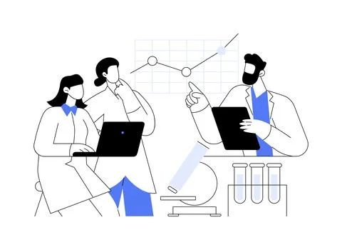 Data analysis for the scientific research abstract concept vector illustration. Illustrazione stock