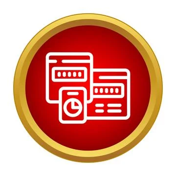Data analysis screen interfaces on red circle icon Stock Illustration