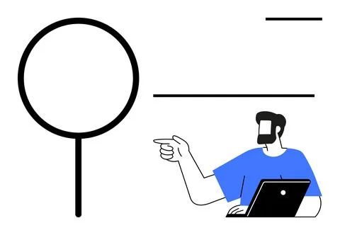 Data analysis, search interface, technology research, online solutions, busin Stock Illustration