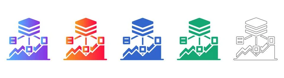 Data Analysis Server Chart Icon Set Stock Illustration
