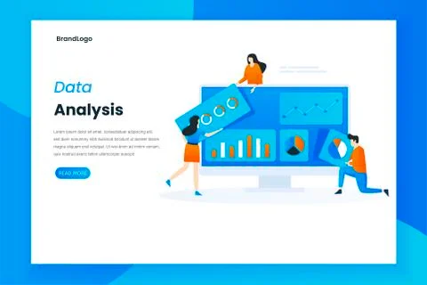 Data analysis services landing page illustration template 스톡 일러스트