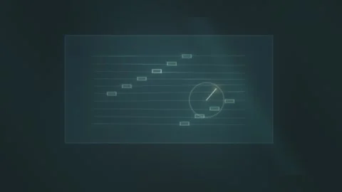 Data analysis shows growth trends over time with clock Stock Footage 339303999