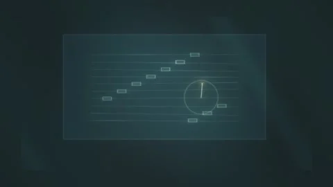 Data analysis shows growth trends over time with clock Stock Footage 339304169