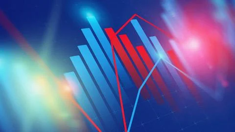 Data analysis shows trends in market growth and decline during a business Illustrazione stock